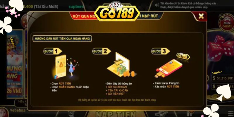 Rút tiền Go789 dễ dàng theo quy định
